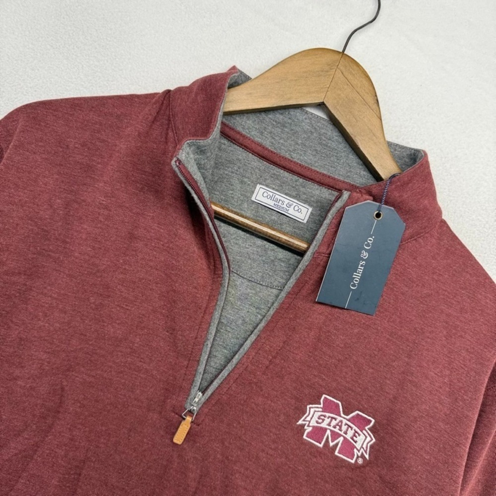 Mississippi State University Quarter Zip Men's Medium Red Collars Co Sweater NEW
